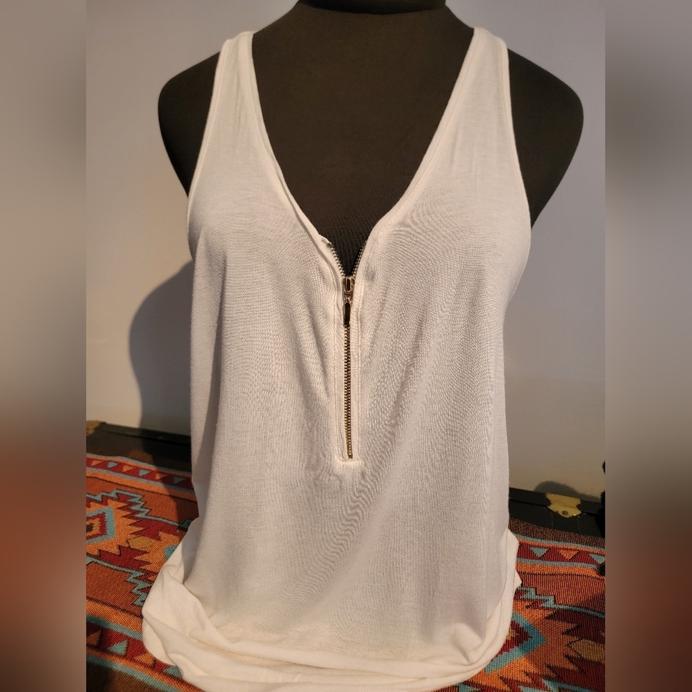 White Zippered Women's Top